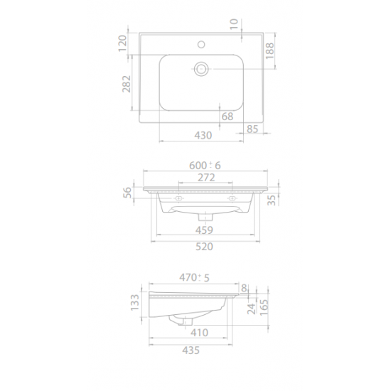 Νιπτήρας Επίπλου Πορσελάνης 60x47cm Cerastyle Blue 042000-u Λευκό Νιπτήρας Επίπλου Πορσελάνης 60x47cm Cerastyle Blue 042000-u Λευκό